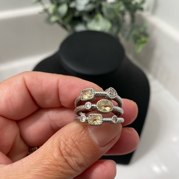 Judith Ripka Sterling Silver Three Row Band - Picture 7 of 12